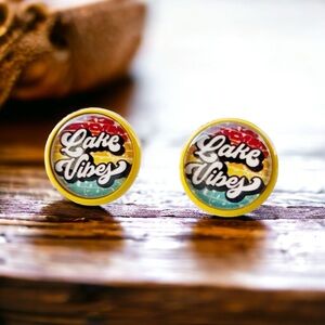 Yellow Stud Earrings with 'Lake Vibes' - Stylish & Vibrant Summer Accessories